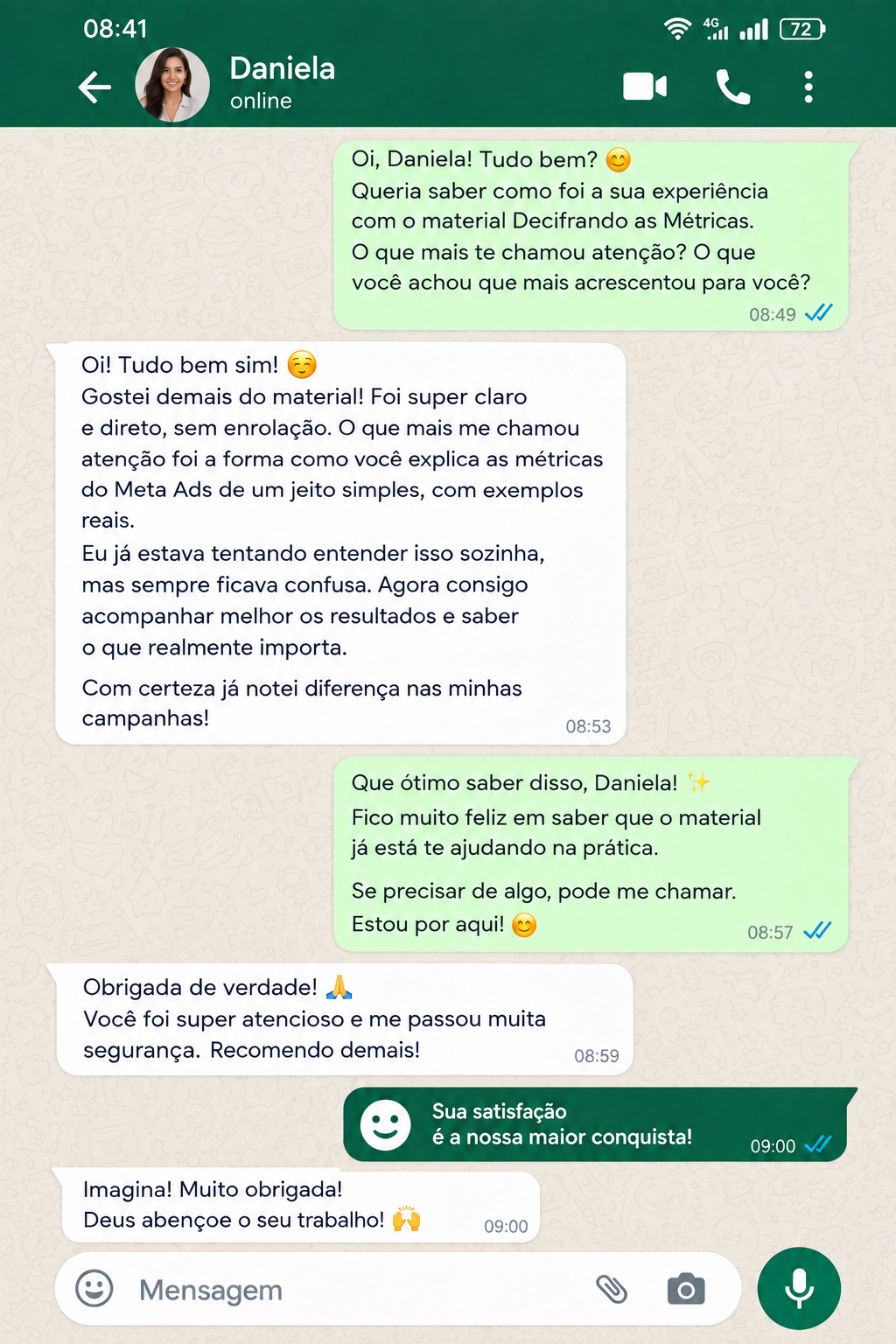 Relato de leitora sobre a aplicação do diagnóstico